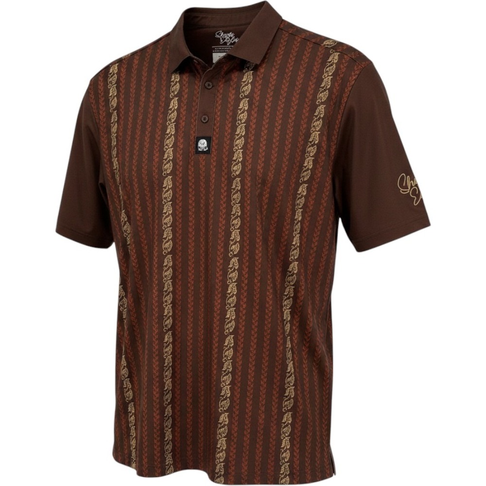 Shanks and Eagles Men's 2XL Brown Patterned Golf Polo Shirt Performance Top